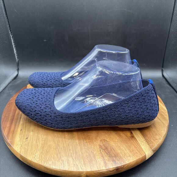 Rothy’s The Max Square Womens Size 9 Flats Deep Navy Blue Crochet Slip On Shoes - Picture 1 of 8